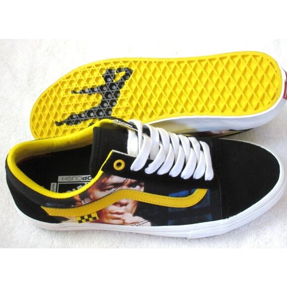 Vans Men's Skate Old Skool Bruce Lee Black Yellow Be Water Striped Shoes NIB - Picture 2 of 6